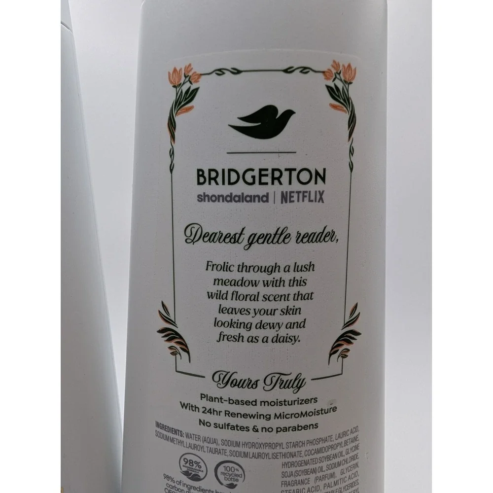 Dove Bridgerton Love & Meadows Body‎ Wash 20oz Bergamot Wildflowers 2 Pack NEW